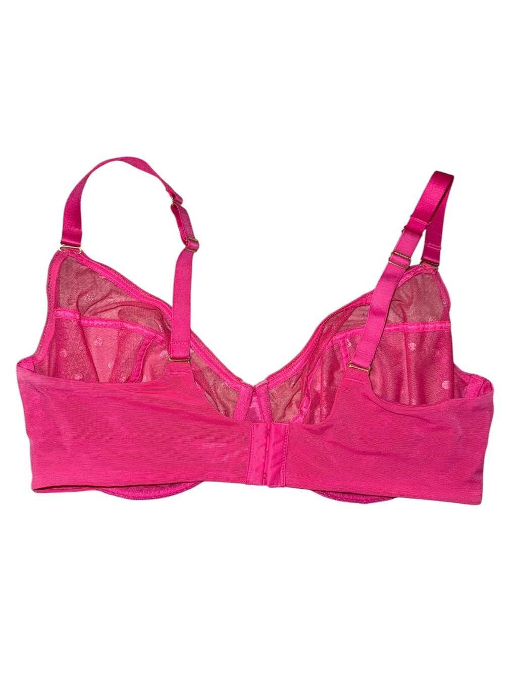 Cacique Hot Pink Sheer Polka Dot Underwire Bra - Picture 2 of 5